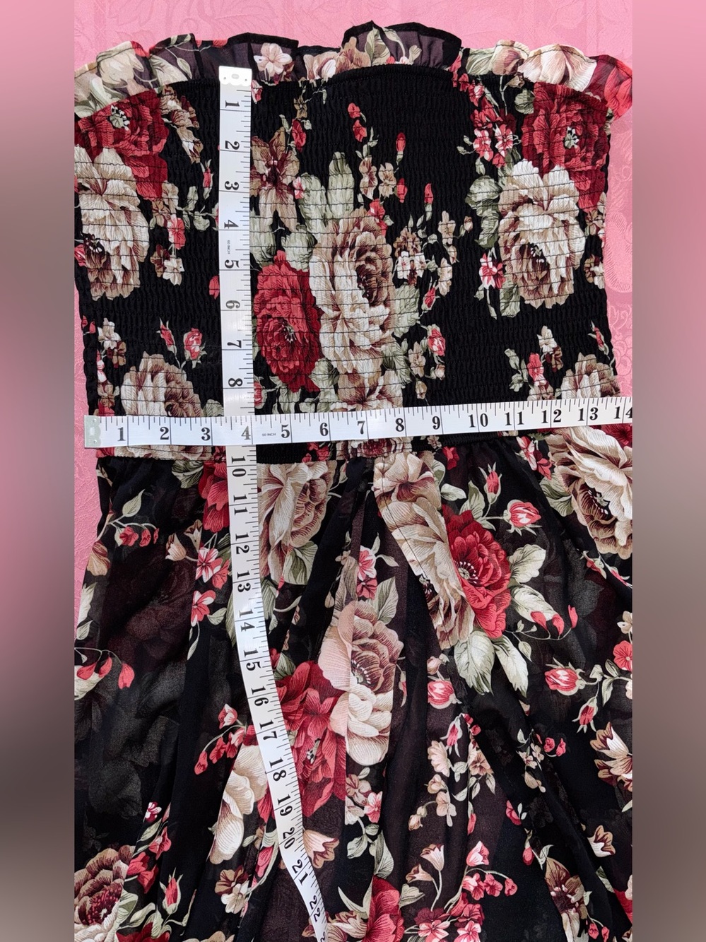 Pregnancy Floral Black with Front Slit Maxi Dress Perfect for Photoshoot - Picture 6 of 7